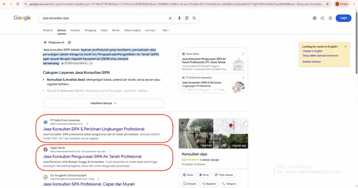 portofolio-seo-ranking jasa konsultan sipa rakitawebsite