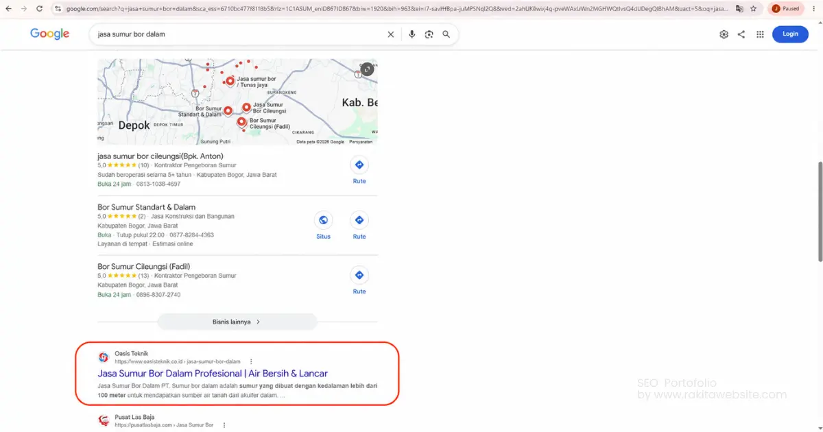 portofolio-seo-ranking jasa sumur bor dalam rakitawebsite