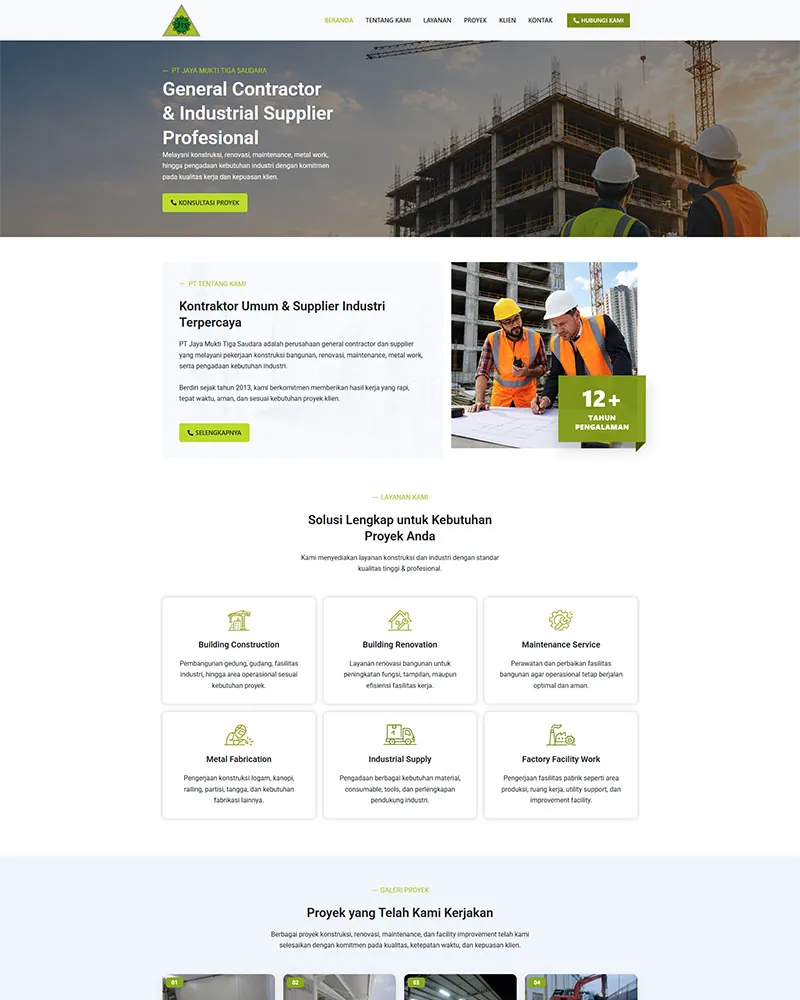Website company profile PT Jaya Mukti Tiga Saudara