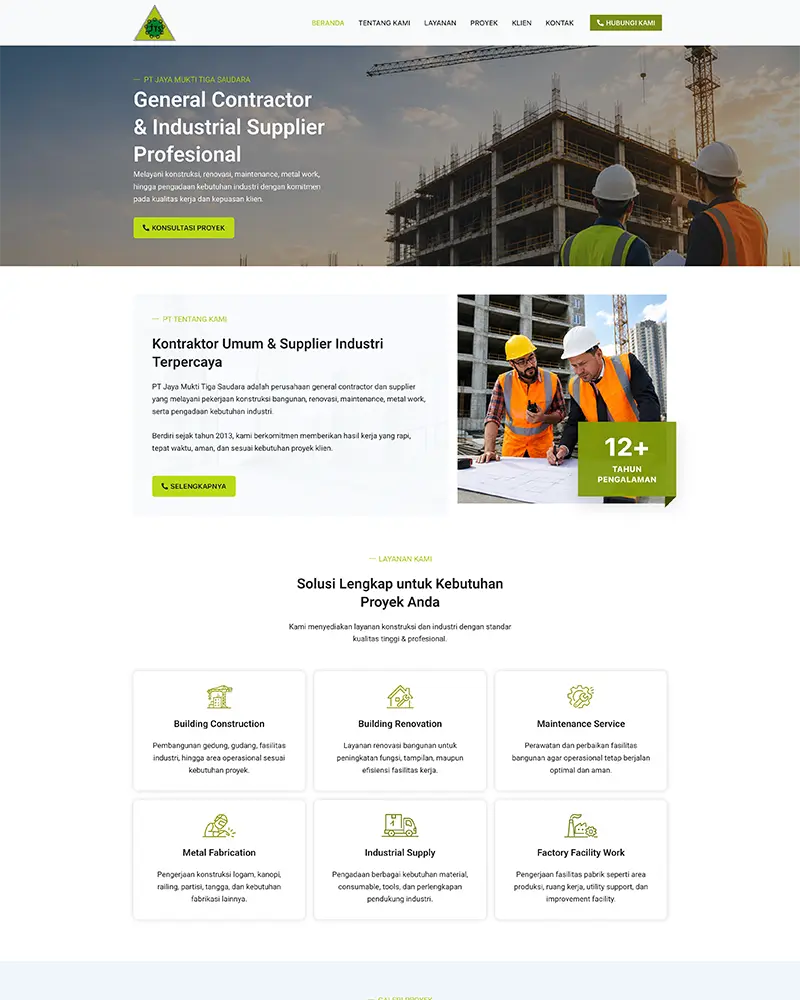portofolio website pt jaya mukti tiga saudara cikarang