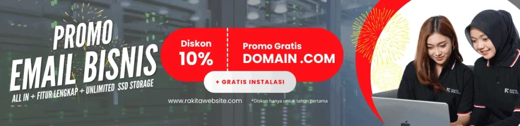 Promo paket email bisnis kantor dengan domain sendiri dari Rakitawebsite