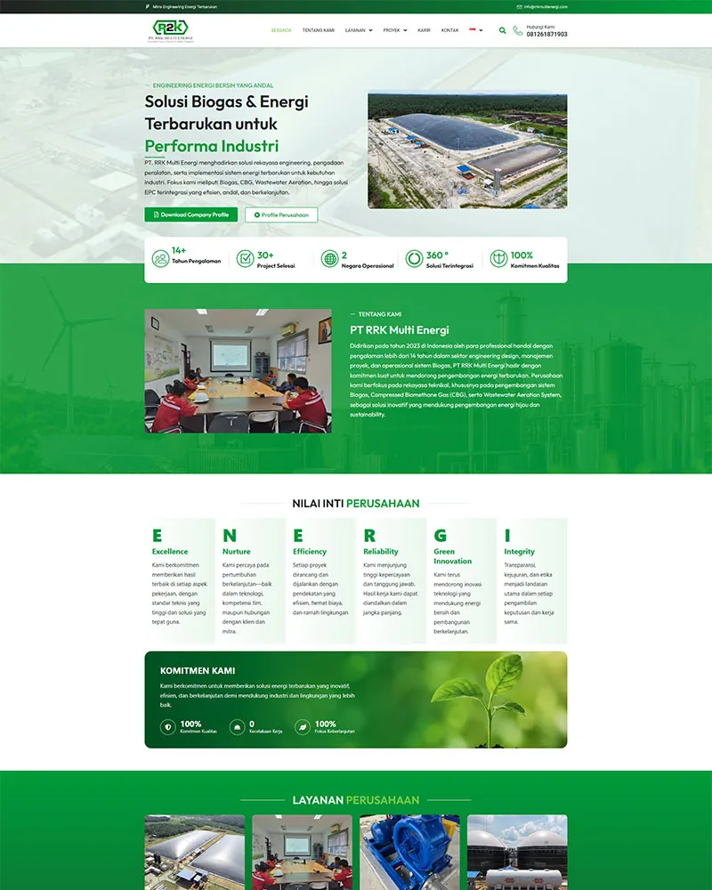Website company profile PT RRK Multi Energi Cikarang, dibuat oleh Rakitawebsite