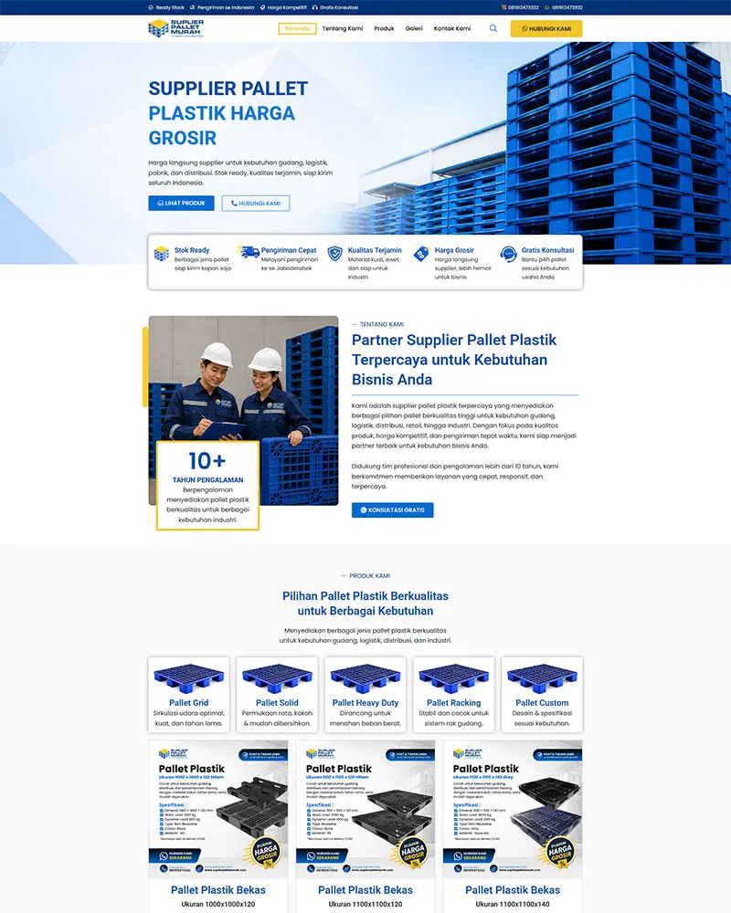 Website company profile Suplier Pallet Murah, hasil proyek Rakitawebsite