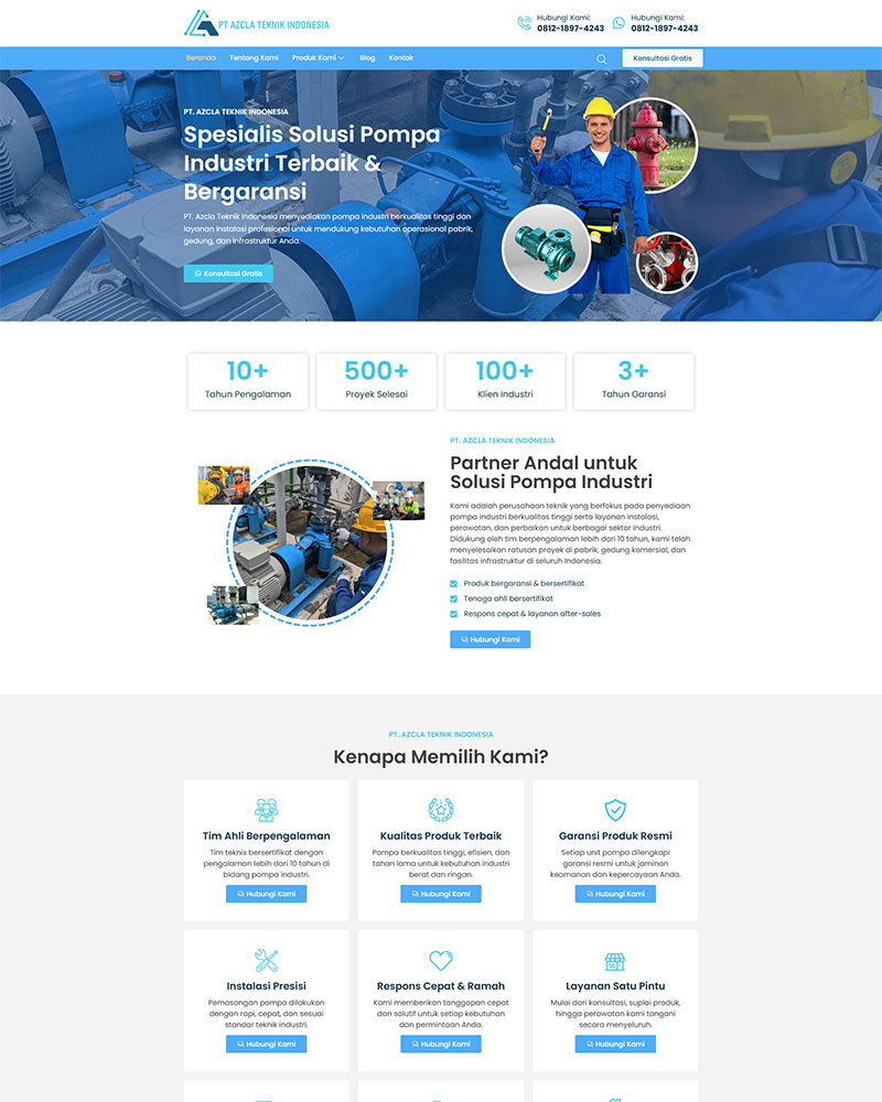 Jasa Pembuatan Website di Bekasi - Portofolio Azcla Teknik