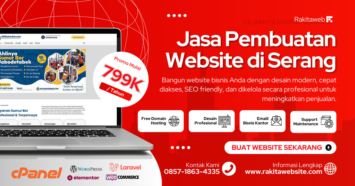 Jasa pembuatan website Serang oleh Rakitaweb, menampilkan portofolio website ahlisumurbor.com milik PT Oasis Teknik Engineering dengan desain modern dan fitur SEO friendly.