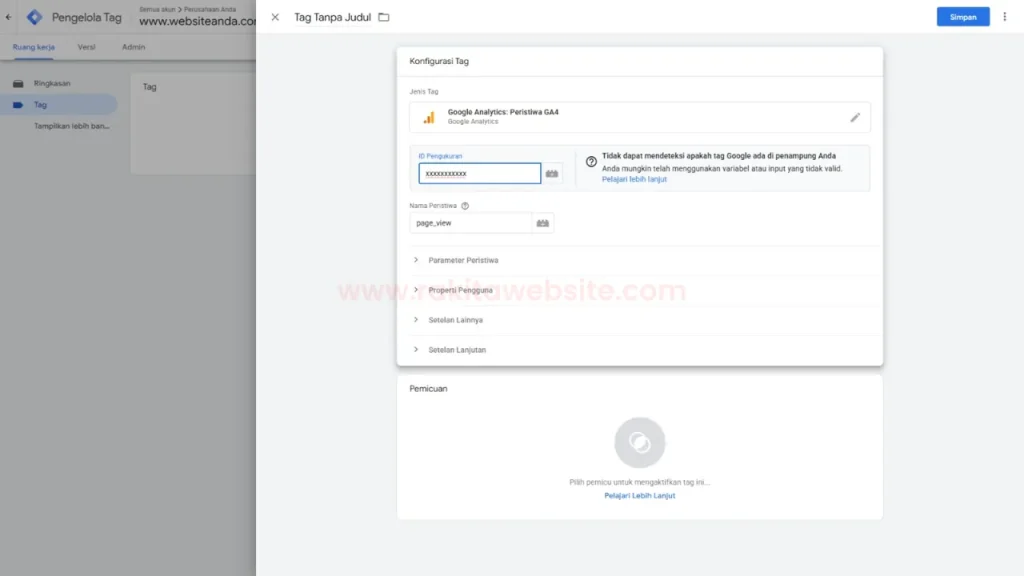 cara pasang google analytics di website 