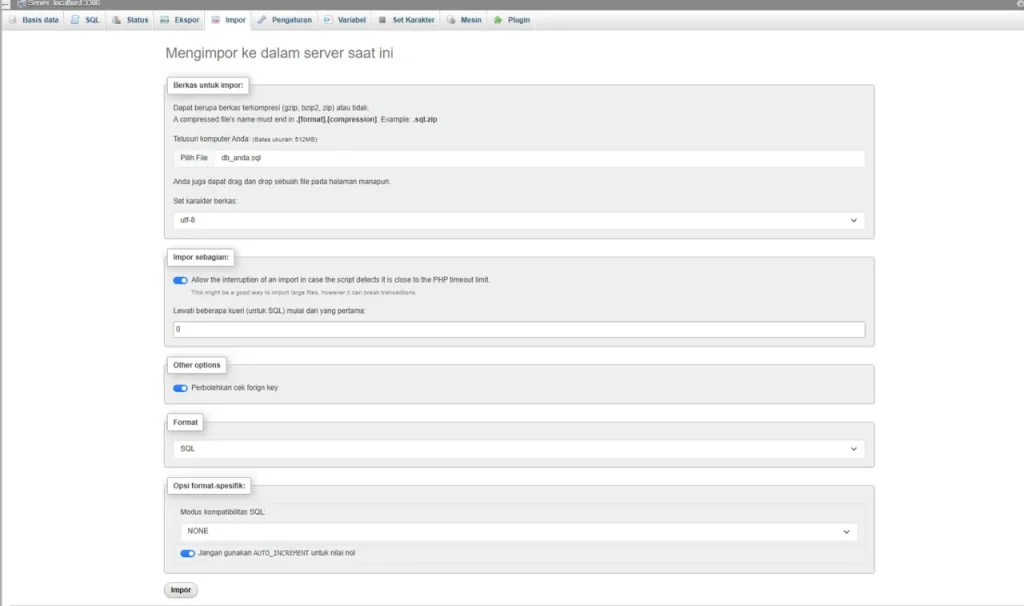 cara web hosting