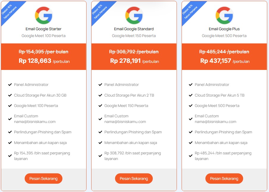 harga google workspace radarhosting