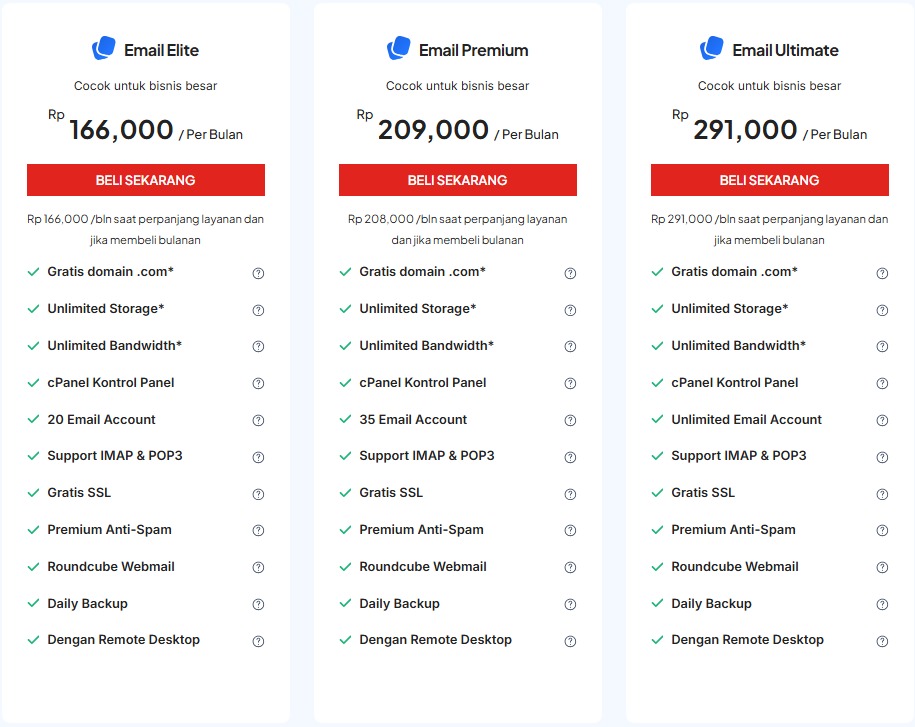 paket email hosting rakitawebsite lengkap