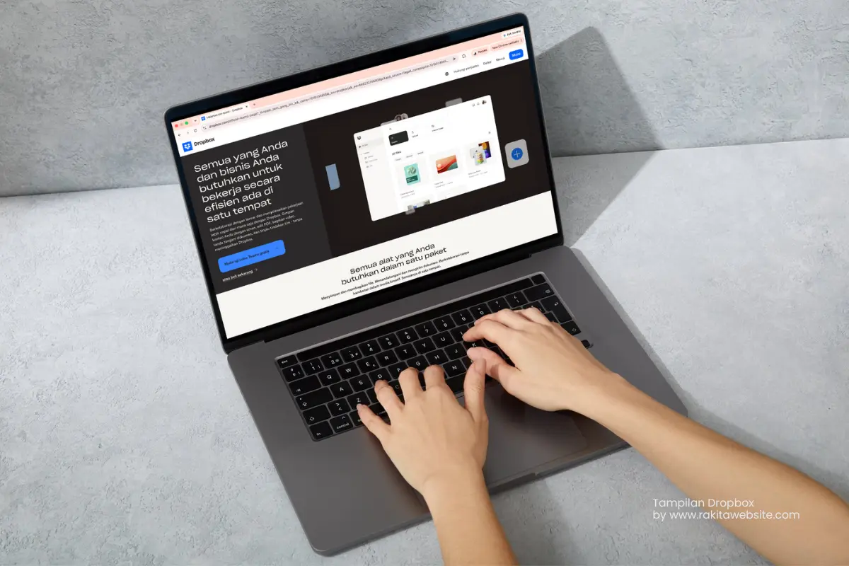 tampilan dropbox cloud storage di laptop