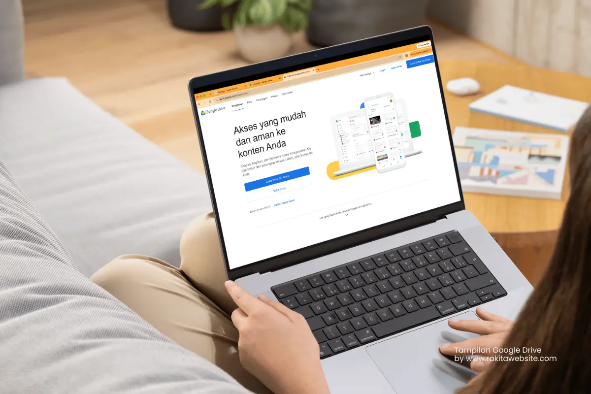 tampilan google drive cloud storage di laptop
