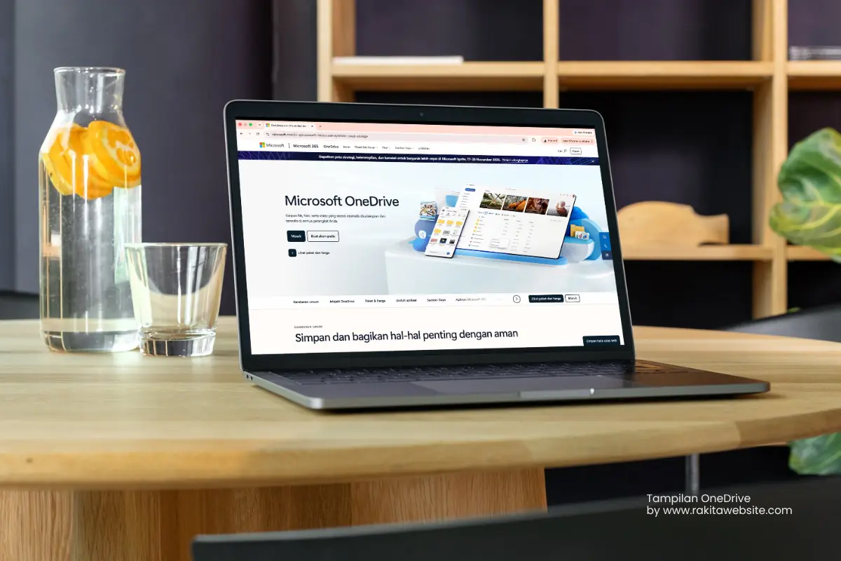 tampilan microsoft onedrive di laptop