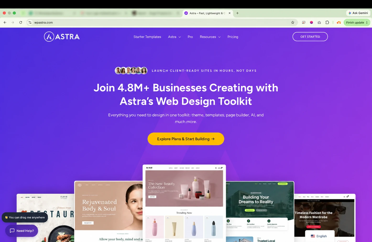 Halaman resmi tema Astra untuk WordPress