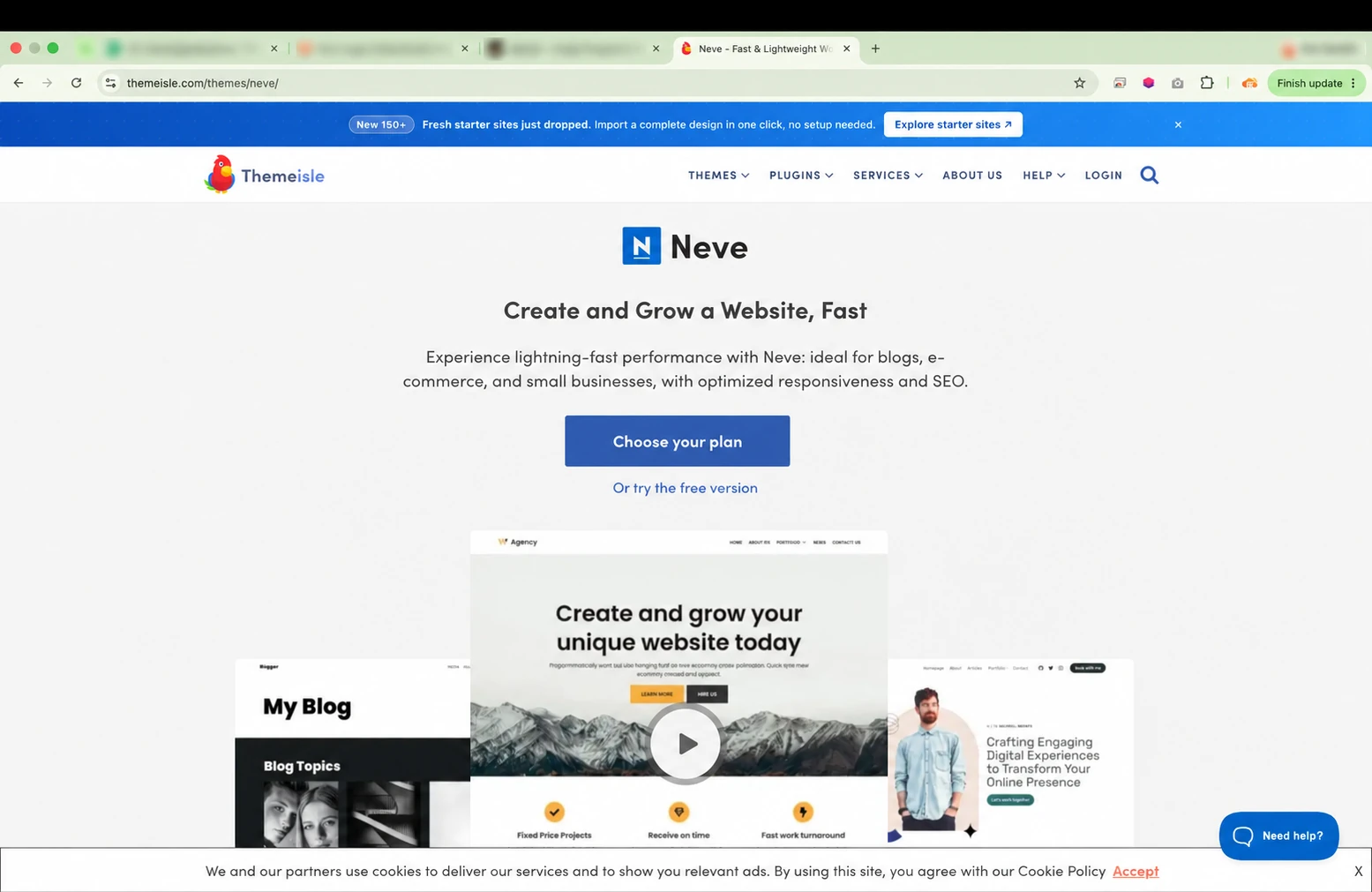 Halaman tema Neve di situs Themeisle