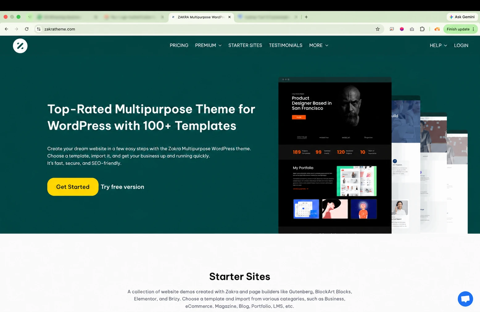 Halaman resmi tema WordPress Zakra